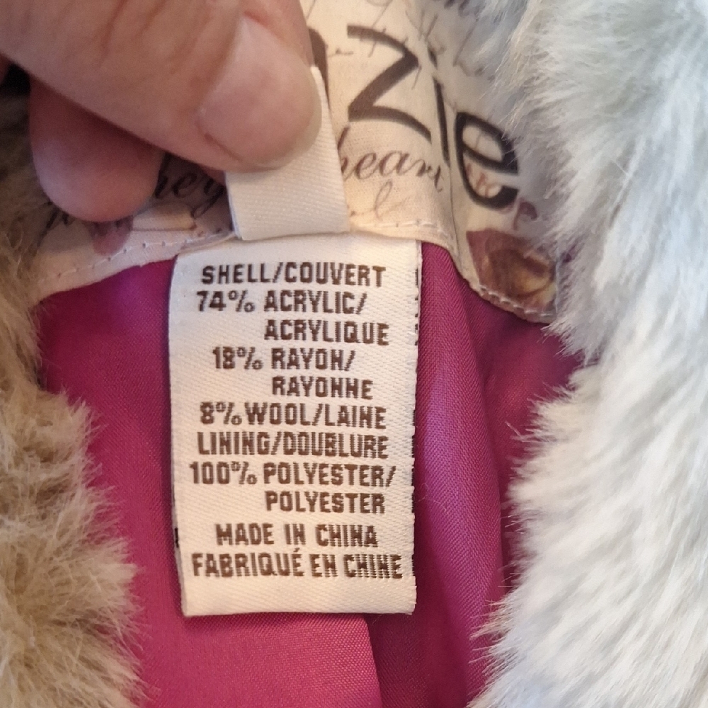Kenzie Multicolor Pea Coat with Faux Fur Collar Size S - Picture 7 of 13
